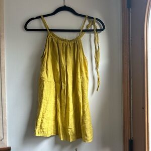 Yellow Linen Tie Tank Top